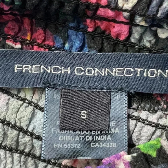 FRENCH CONNECTION Alianna Black Ruffled Floral Blouse Long Sleeve Size Small S - Picture 4 of 6